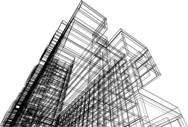 drawing lines in architectural art concept, abstract graphical technology background 