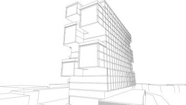 drawing lines in architectural art concept, abstract graphical technology background 