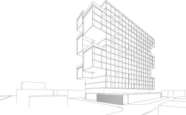 drawing lines in architectural art concept, abstract graphical technology background 