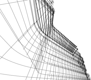drawing lines in architectural art concept, abstract graphical technology background 