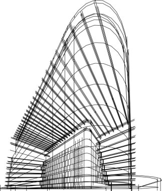 drawing lines in architectural art concept, abstract graphical technology background 