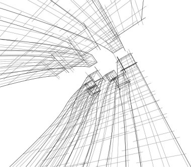 drawing lines in architectural art concept, abstract graphical technology background 