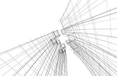 drawing lines in architectural art concept, abstract graphical technology background 