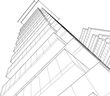 drawing lines in architectural art concept, abstract graphical technology background 