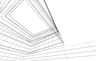 drawing lines in architectural art concept, abstract graphical technology background 