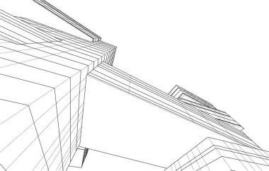 drawing lines in architectural art concept, abstract graphical technology background 
