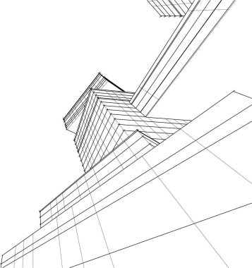 drawing lines in architectural art concept, abstract graphical technology background 
