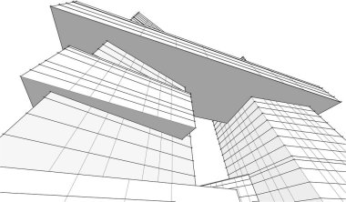 drawing lines in architectural art concept, abstract graphical technology background 