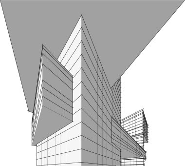 drawing lines in architectural art concept, abstract graphical technology background 