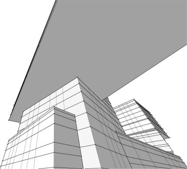 drawing lines in architectural art concept, abstract graphical technology background 