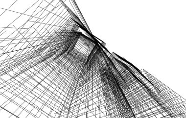 drawing lines in architectural art concept, abstract graphical technology background 