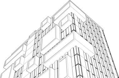 drawing lines in architectural art concept, abstract graphical technology background 