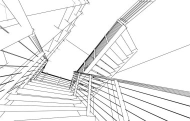 drawing lines in architectural art concept, abstract graphical technology background 