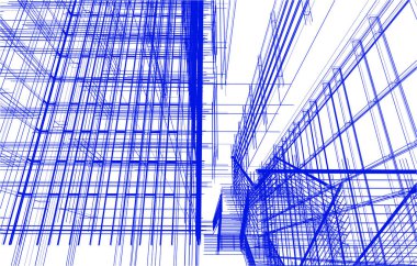 drawing lines in architectural art concept, abstract graphical technology background 