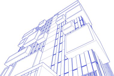 drawing lines in architectural art concept, abstract graphical technology background 