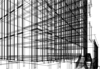 drawing lines in architectural art concept, abstract graphical technology background 