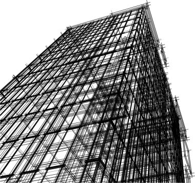 drawing lines in architectural art concept, abstract graphical technology background 