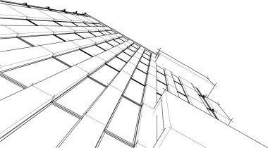 drawing lines in architectural art concept, abstract graphical technology background 