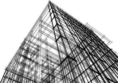 drawing lines in architectural art concept, abstract graphical technology background 