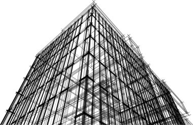 drawing lines in architectural art concept, abstract graphical technology background 