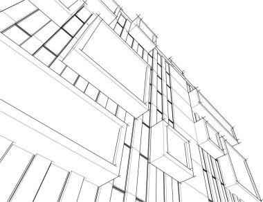 drawing lines in architectural art concept, abstract graphical technology background 