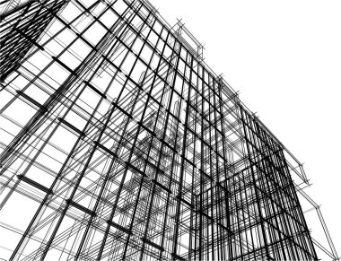 drawing lines in architectural art concept, abstract graphical technology background 