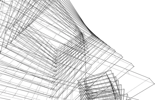 Drawing Lines Architectural Art Concept Abstract Graphical Technology Background — Wektor stockowy