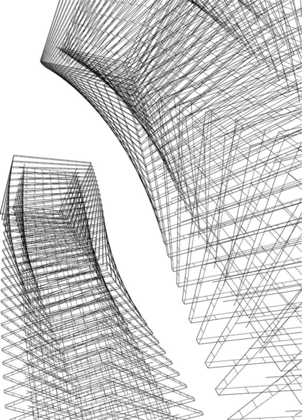 Drawing Lines Architectural Art Concept Abstract Graphical Technology Background — стоковый вектор