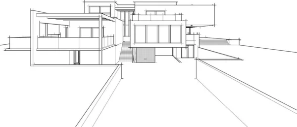 Abstract Sketch Modern City Building Architecture Concept Background — 图库矢量图片