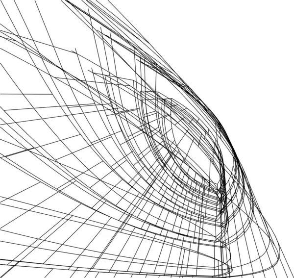 Drawing Lines Architectural Art Concept Abstract Graphical Technology Background — ストックベクタ