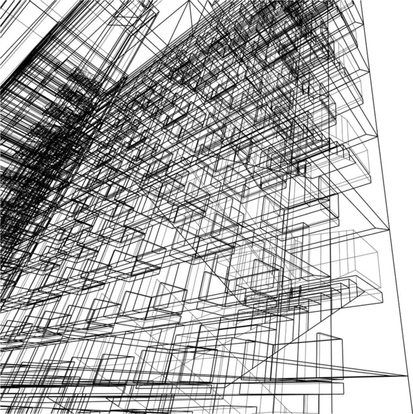 Drawing Lines Architectural Art Concept Abstract Graphical Technology Background — Vetor de Stock