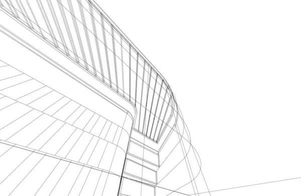 Drawing Lines Architectural Art Concept Abstract Graphical Technology Background — Vetor de Stock