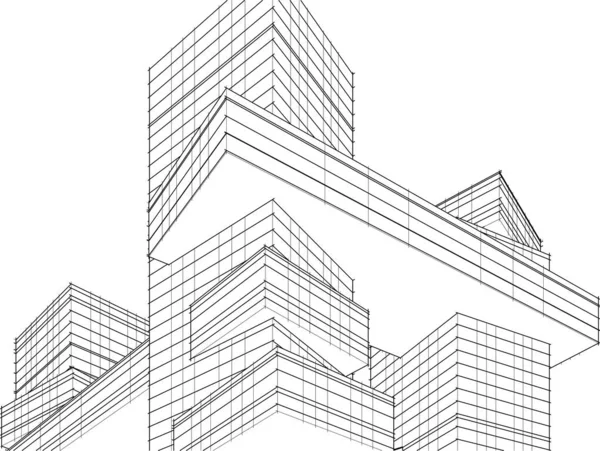 Drawing Lines Architectural Art Concept Abstract Graphical Technology Background — Stok Vektör