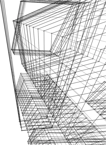 Drawing Lines Architectural Art Concept Abstract Graphical Technology Background — Stockvektor