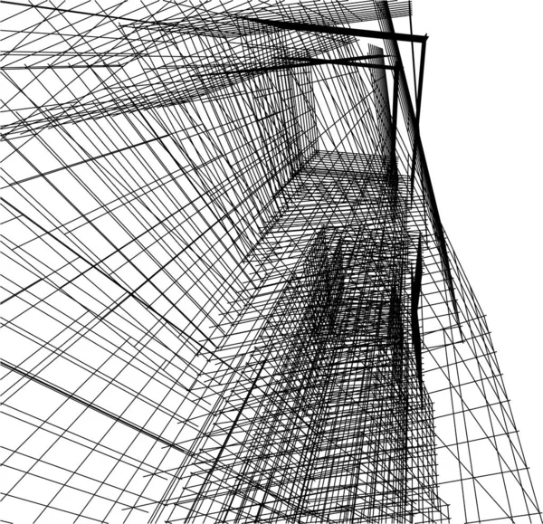 Drawing Lines Architectural Art Concept Abstract Graphical Technology Background — Wektor stockowy
