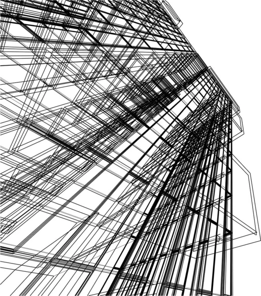 Drawing Lines Architectural Art Concept Abstract Graphical Technology Background — 스톡 벡터