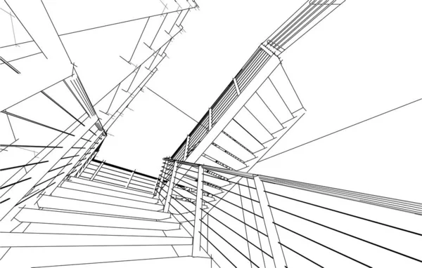 Drawing Lines Architectural Art Concept Abstract Graphical Technology Background — стоковый вектор