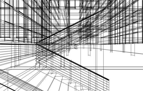 Drawing Lines Architectural Art Concept Abstract Graphical Technology Background — ストックベクタ