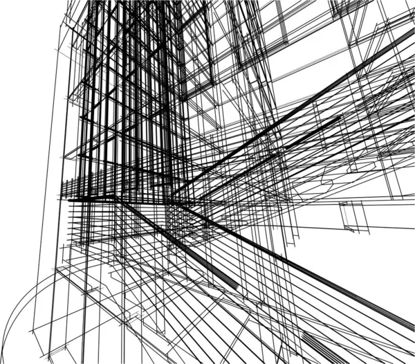 Drawing Lines Architectural Art Concept Abstract Graphical Technology Background — Vetor de Stock