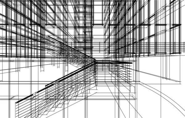 Drawing Lines Architectural Art Concept Abstract Graphical Technology Background — Wektor stockowy