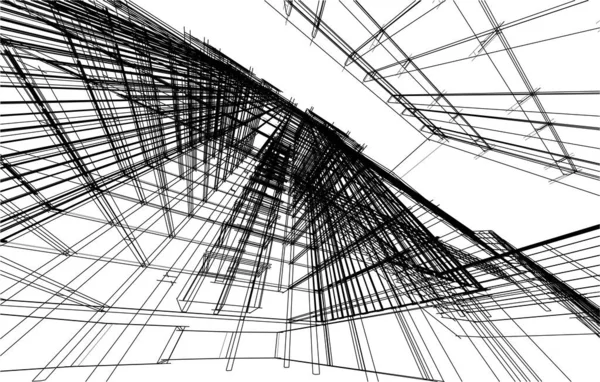 Drawing Lines Architectural Art Concept Abstract Graphical Technology Background — Stockvektor