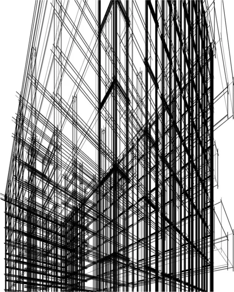 Drawing Lines Architectural Art Concept Abstract Graphical Technology Background — Stockvektor