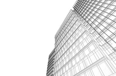 abstract sketch of modern city building, architecture concept background.