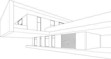 drawing lines in architectural art concept, abstract graphical technology background 