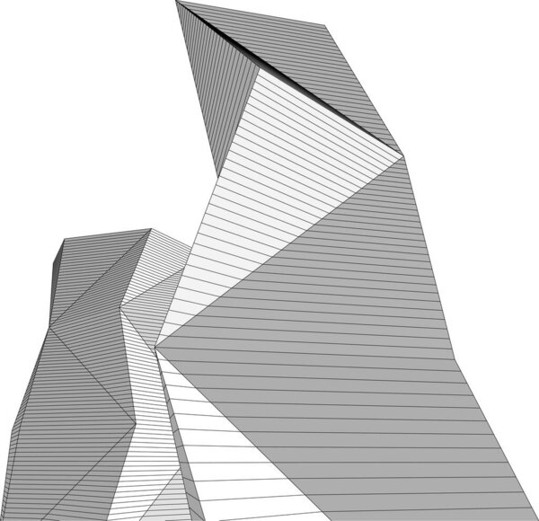 drawing lines in architectural art concept, abstract graphical technology background 