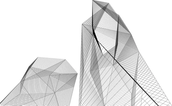 Drawing Lines Architectural Art Concept Abstract Graphical Technology Background — Stok Vektör