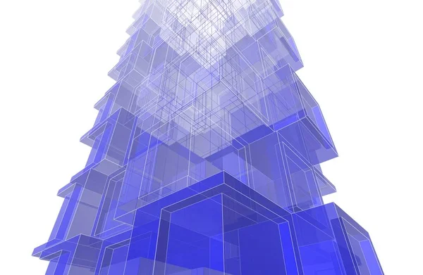 Lignes Dessin Bleu Dans Concept Art Architectural Fond Abstrait Technologie — Photo