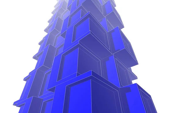 建筑艺术概念 抽象图形技术背景中的蓝色线条 — 图库照片