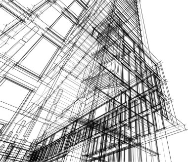 drawing lines in architectural art concept, abstract graphical technology background 