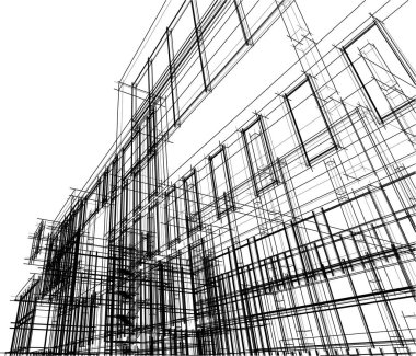 drawing lines in architectural art concept, abstract graphical technology background 